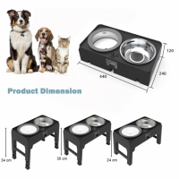 Bol dublu hrana si apa pentru animale de companie, cu suport ajustabil, negru Vivo SY-097